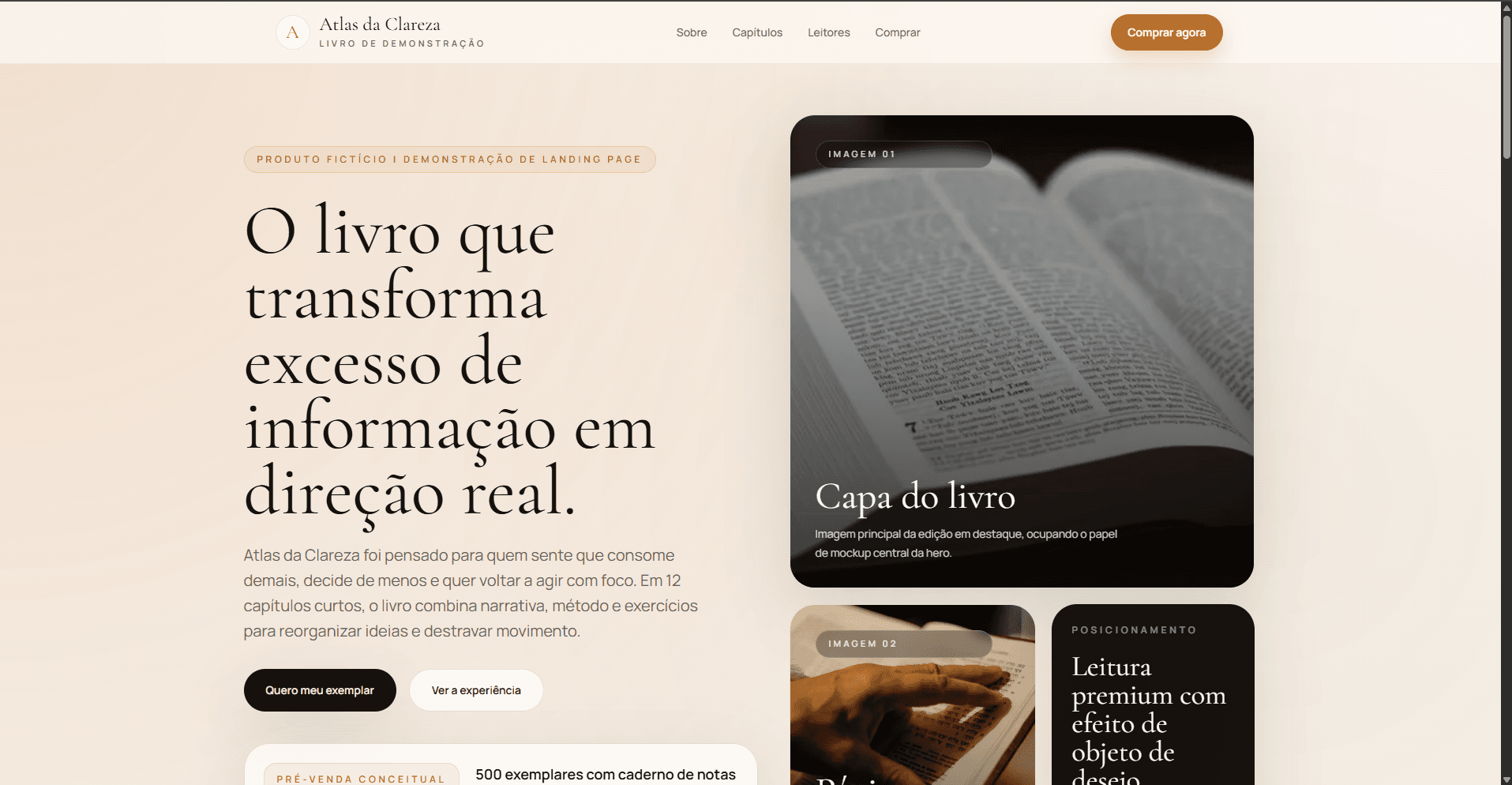 Foto da Home do site do livro